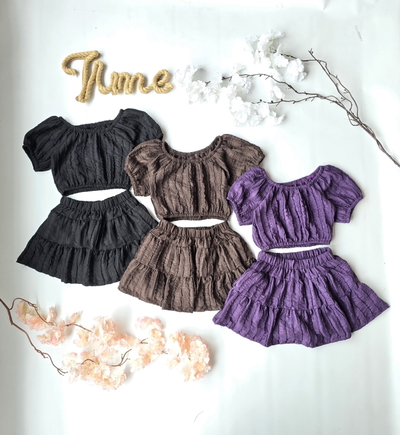 Conjunto paisana y short pollera Bruselas nena - PACK X6