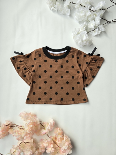 Remera jersey volado manga lunares  nena - PACK X6