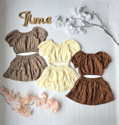 Conjunto paisana y short pollera Bruselas nena - PACK X6