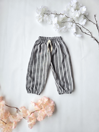 Pantalón lino rayado balloon con elástico bebe -PACK X5