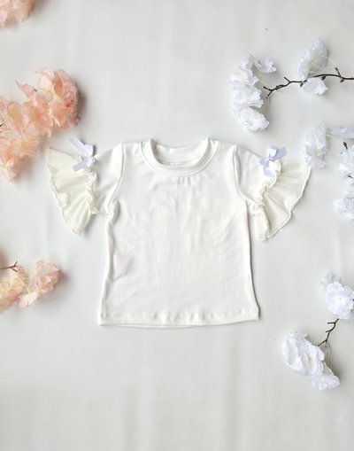 Remera modal soft volado tull mangas  beba - PACK X5