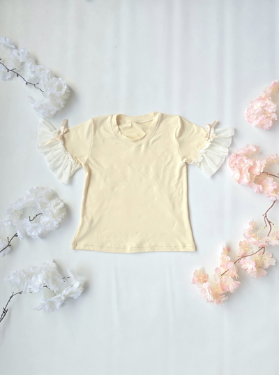 Remera modal soft volado Tull mangas nena - PACK X6