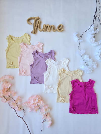 Musculosa morley ruleteo 2 moños nena - PACK X6