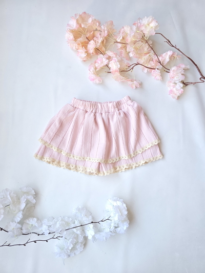 Short pollera puntilla Bruselas diferenciado nena - PACK X6