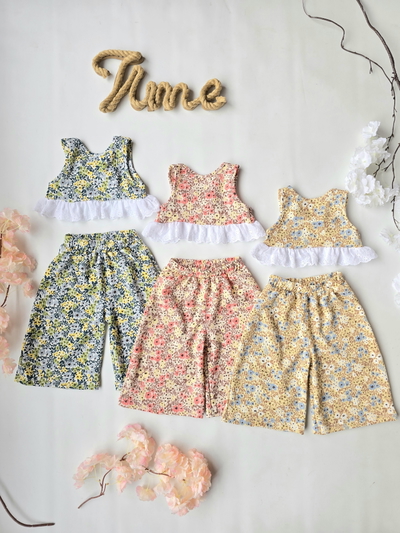 Conjunto Bruselas flores musculosa y palazo  beba - PACK X5