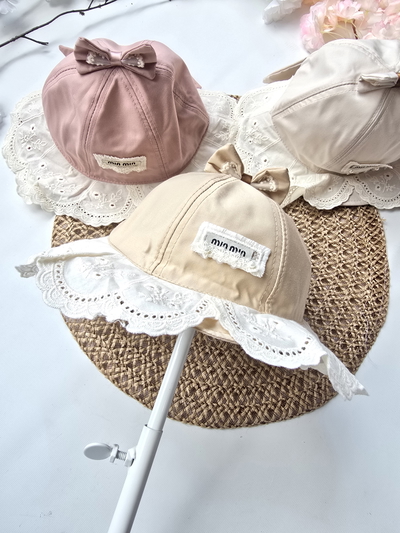 Gorro liso detalles puntilla beba - PACK X6