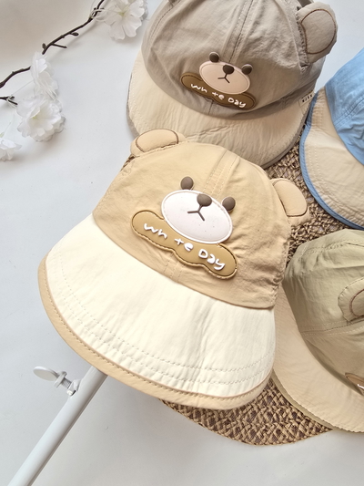 Gorro osito "wh te day" bebé - PACK X6