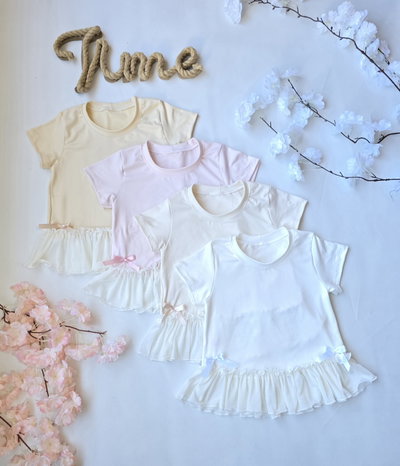 Remera modal soft volado Tull cintura nena - PACK X6