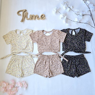 Conjunto morley remera lazo short flor nena - PACK X6