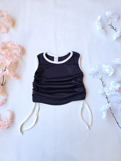 Musculosa modal vivo blanco frunce  nena - PACK X6