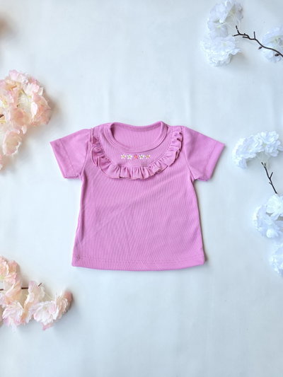 Remera morley pechera flores beba - PACK X5