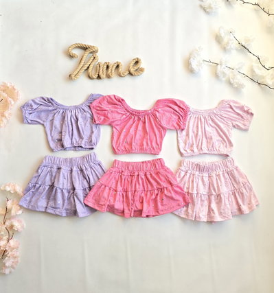 Conjunto modal top+ pollera nena - PACK X6