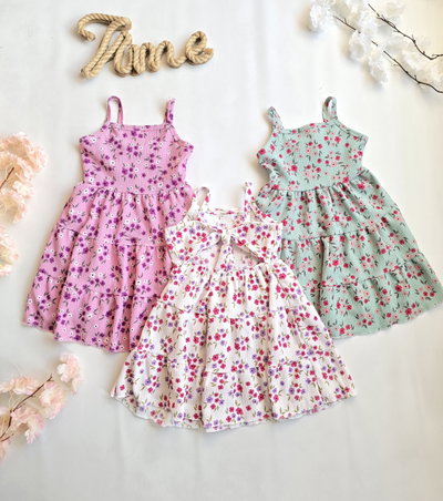 Vestido Hawai flores moño nena -PACK X6