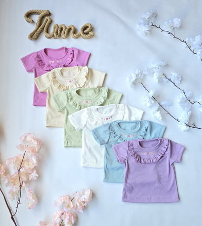 Remera morley pechera flores beba - PACK X5