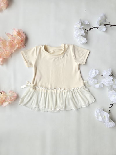 Remera modal soft volado Tull cintura beba - PACK X5