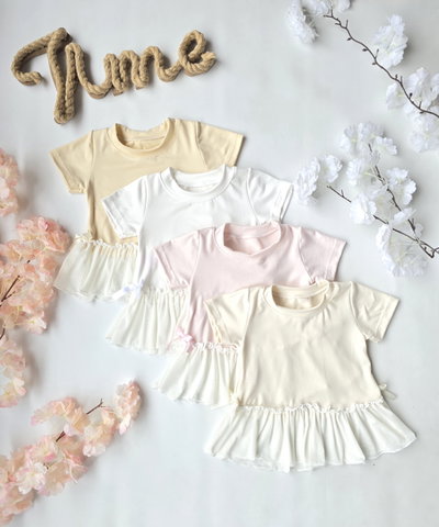Remera modal soft volado Tull cintura beba - PACK X5