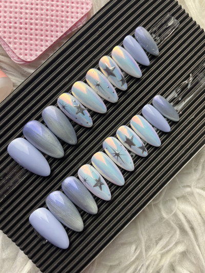 Uñas press on reutilizables aurora almond