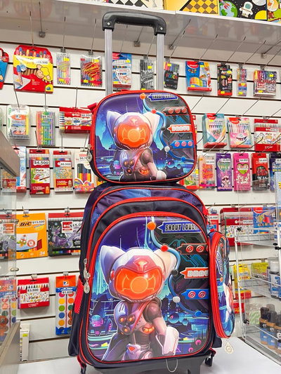 Mochila de 16 pulgadas con carrito, incluye lonchera y cartuchera