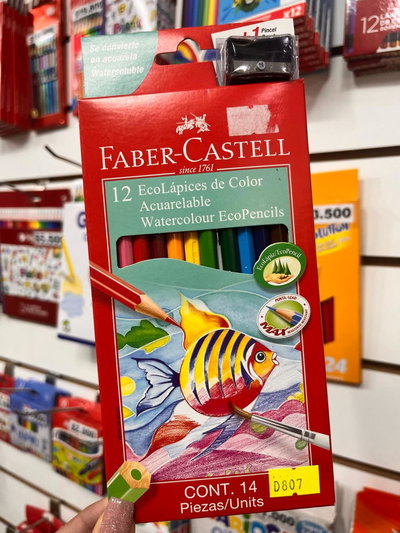 EcoLápices de color acuarelables x12 - Incluye sacapuntas y pincel