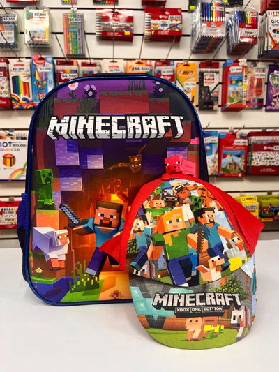 Mochila Minecraft de 14 pulgadas con gorra incluida