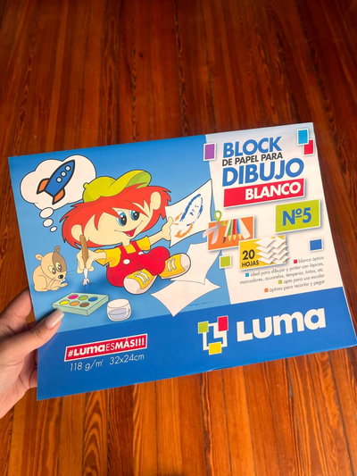 Block de Dibujo N°5 de 20 hojas Blancas Luma