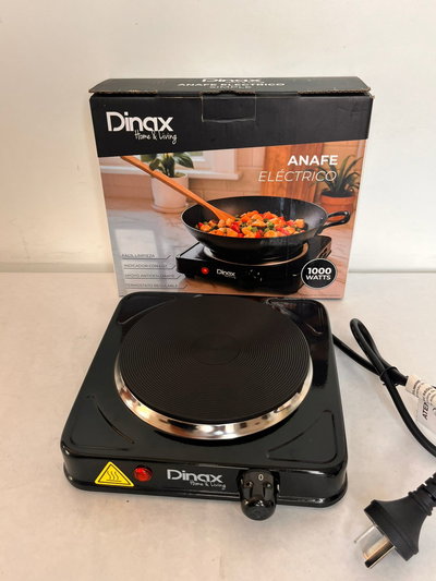 Anafe Eléctrico 1 Hornalla Termostato Dinax 1000W Acero Forjado Negro
