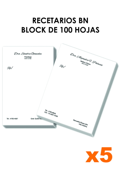 Recetario de 100 h 15x21 BN x5