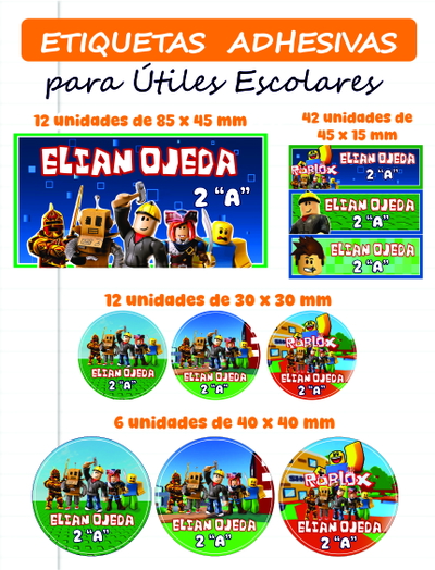 Plancha de Etiquetas Escolares Personalizadas 