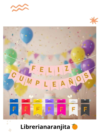 Banderines de Feliz Cumpleaños Lisos