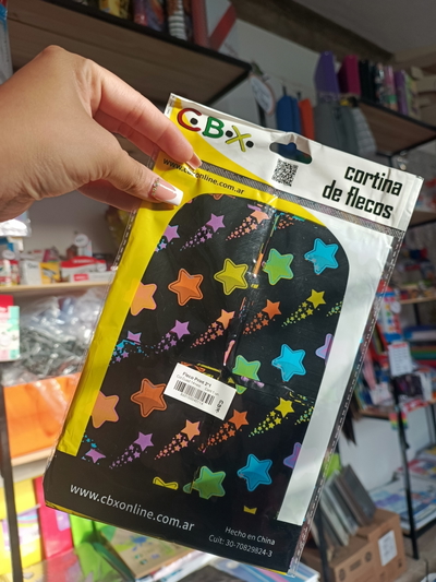 Cortina para Cumpleaños de Estrellas Cuadrados grandes 2x1mts