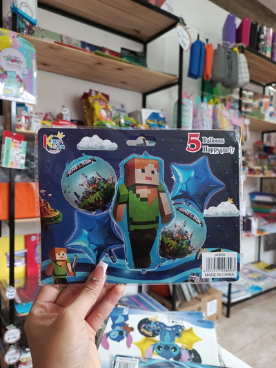Set de Globos x 5 de Minecraft 