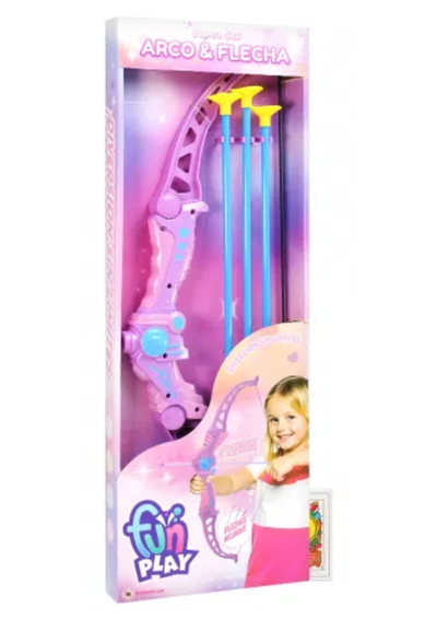 Arco Y Flecha Fun Play Color Rosa En  Caja Exhibidora (53,5cmx19,5x3,5)