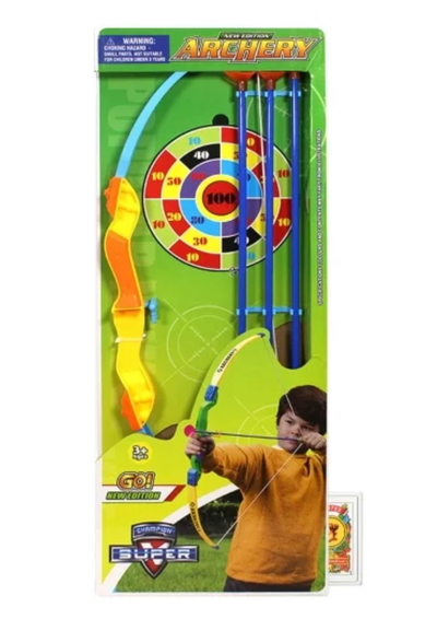 Set de Arco Moderno + 3 Flechas en Caja Exhibidora (54x21 Cm)