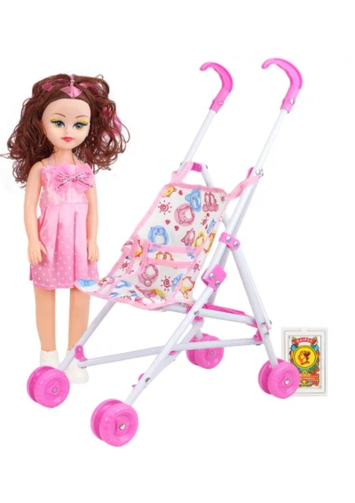 Muñeca Mandy Con Carrito De Bebé En Bolsa (47cmx22x5)