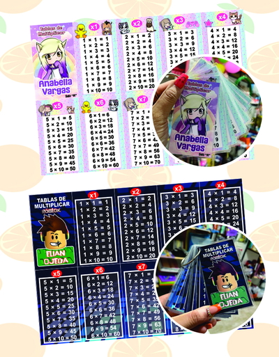 Tablas de Multiplicar llavero Personalizadas