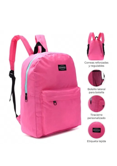  Mochila 17"  2 Cierres Contra "rosa"  (43Cmx33X15)