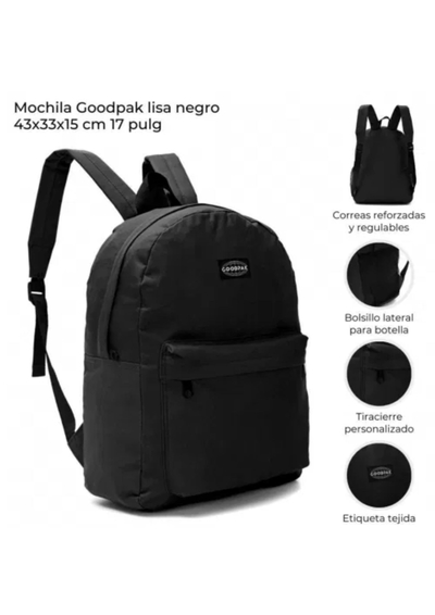 Mochila Goodpak  Lisa Negro Doble Cierre 17" (43Cmx33X15)