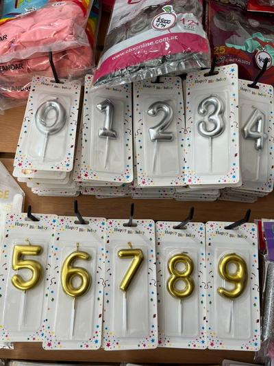 Velas Numeros 0 al 9 Dorado y Dlateado