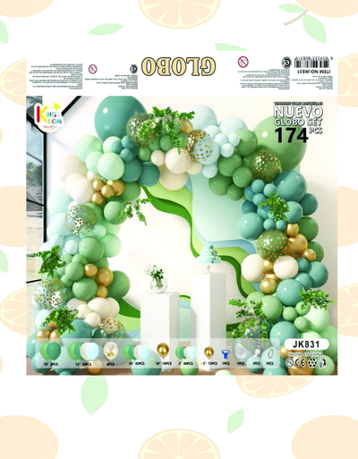 Set de Globos Verde Retro 174 pcs
