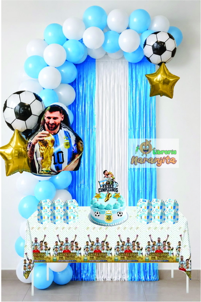 COMBO CUMPLEAÑOS MESSI ARGENTINA 89 PIEZAS
