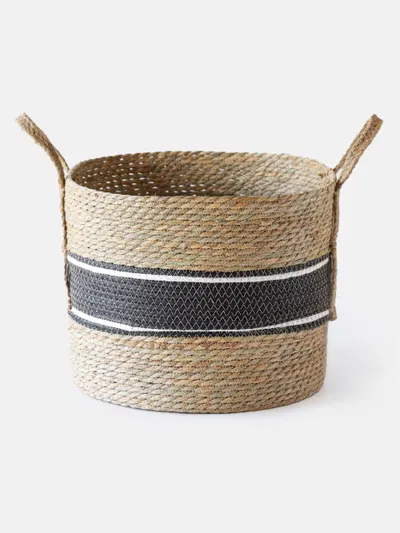 Canasto Franja Negra Fibras Naturales 37X30Cm