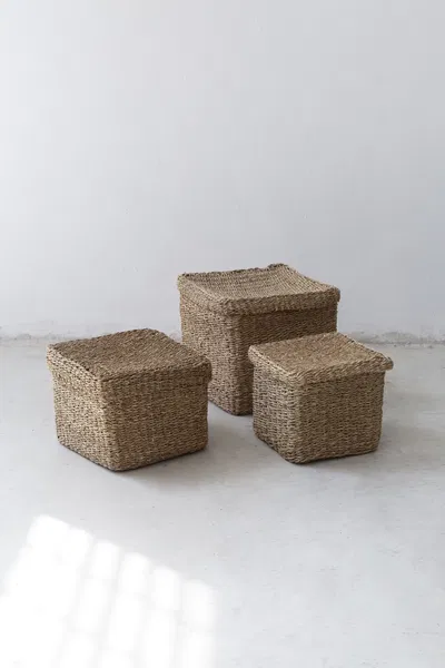 Canasto Venecia Con Tapa Cuadrado Mediano