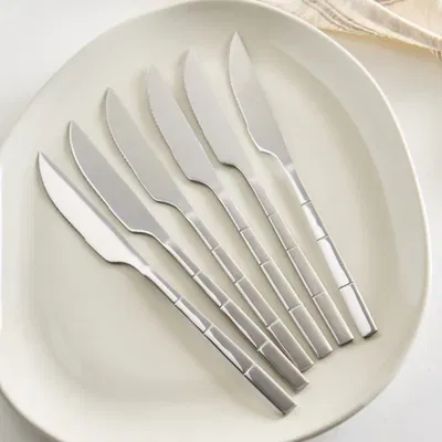 Set X6 Cuchillos Linea Bambu Plateado