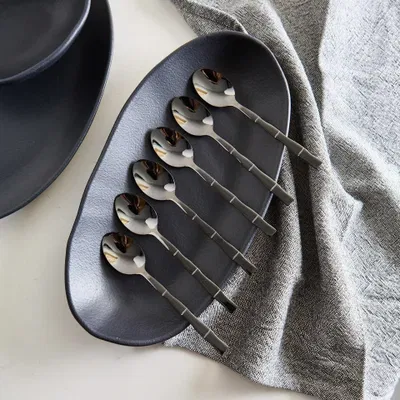 Set X6 Cucharitas Linea Bambu Negro