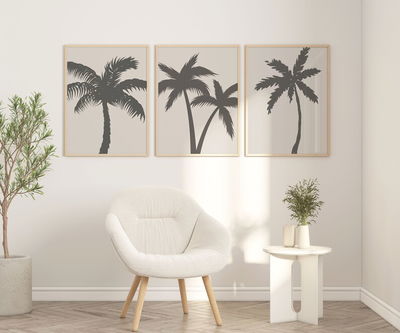 Cuadro Palmeras Gris Der 60X80 Natural