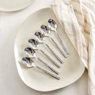 Set X6 Cucharitas Linea Bambu Plateadas