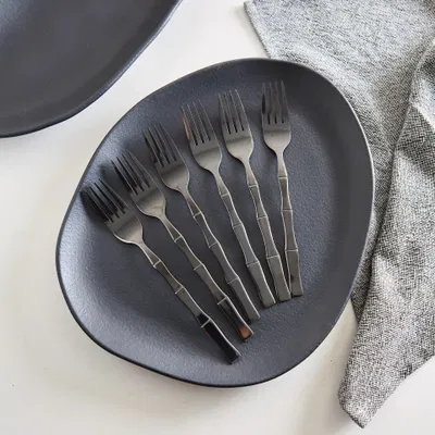 Set X6 Tenedores Linea Bambu Negro
