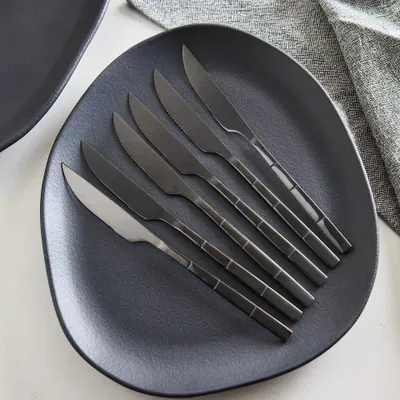 Set X6 Cuchillos Linea Bambu Negro