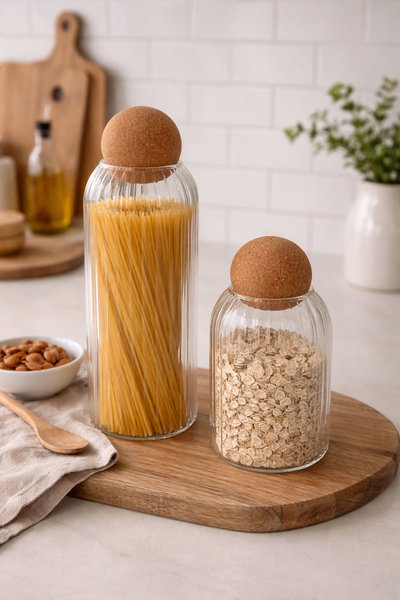 Frasco acanalado tapa de corcho 25cm