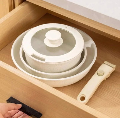 Set x5 piezas ollas con mango desmontable